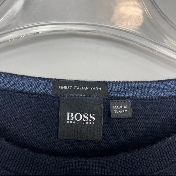 Hugo Boss Men’s Botto Crewneck Virgin Wool Pullover Sweater Navy Blue Italian L - Picture 6 of 12